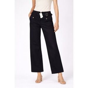 Topshop Moto Black Belted Wide Leg Pants Size 6 28" Inseam NWT